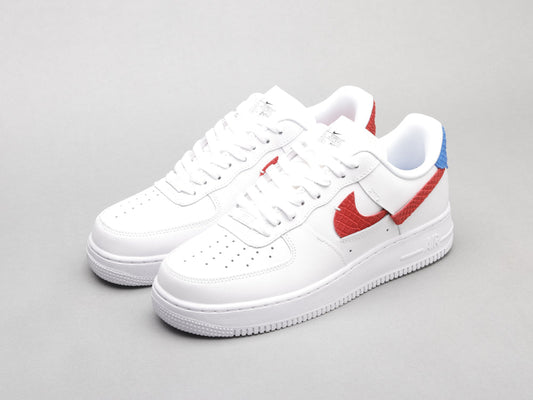 LW - AF1 White red blue snake pattern